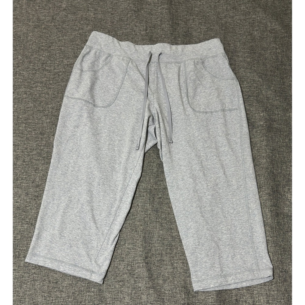 Athletic Works Womens XL Capri Sweatpants Gray Drawstring
